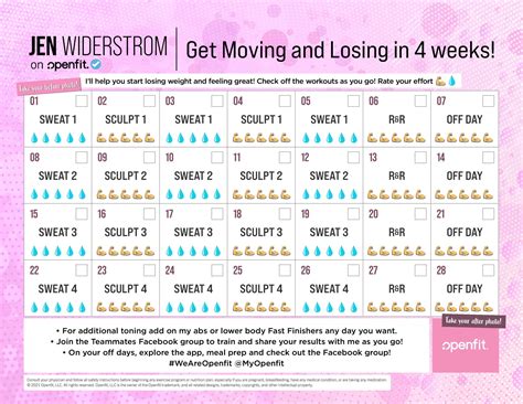 Start Losing With Jen Widerstrom Calendar